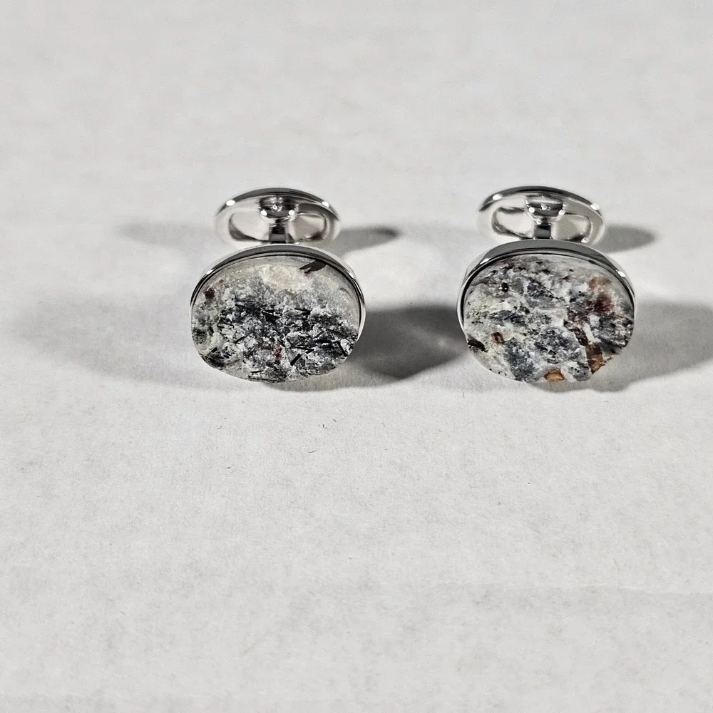 Jan Leslie Cufflinks Mens OS Silver Tourmalinated Quartz Sterling Silver 925
